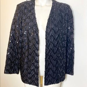 Designers Choice Black Sequins Beaded Eve Jacket L